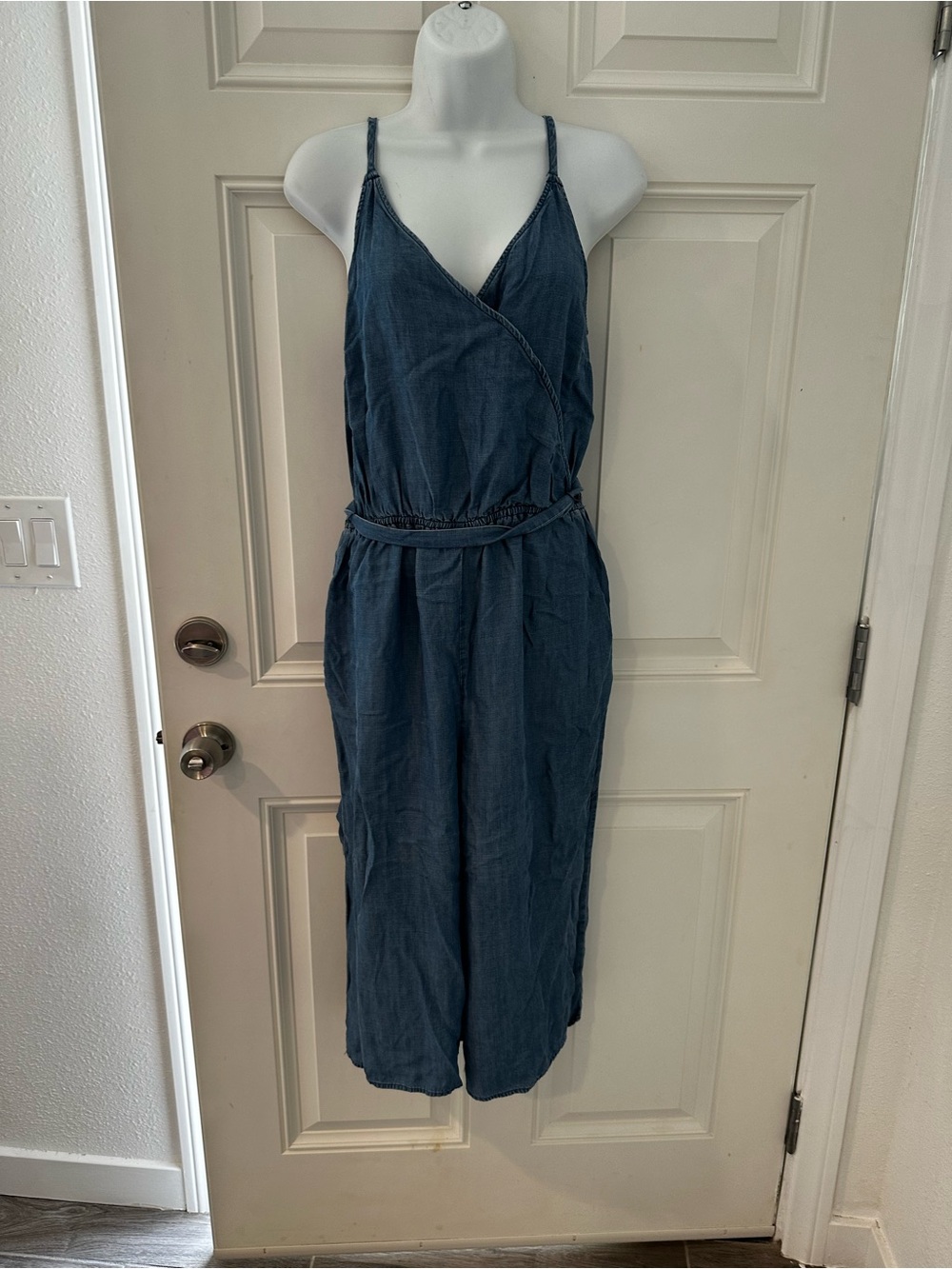 a new day Blue Chambray Jumpsuit with Spaghetti Straps